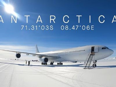 The A340 lands on the 'Ice Runway' of Antarctica to make landmark history