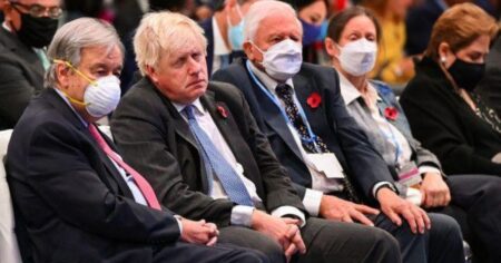 BORIS JOHNSON CONFORONTED OVER MASKLESS PICTURE AT COP26