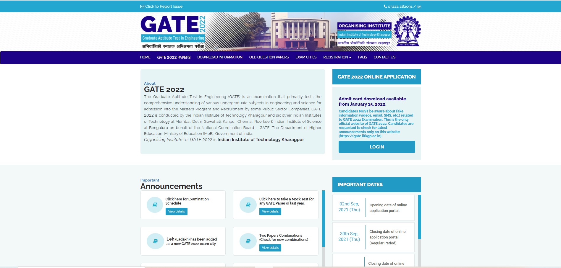 The Graduate Aptitude Test in Engineering (GATE) Official Website