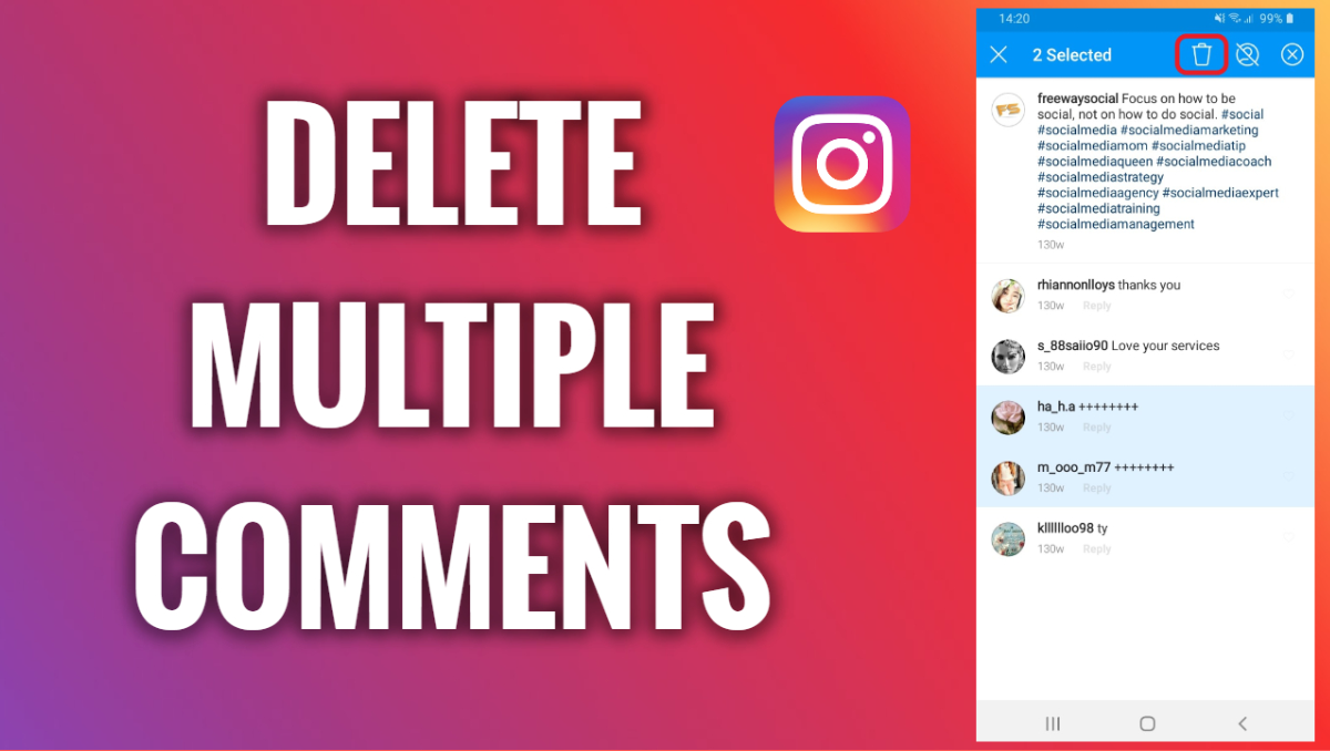 delete bulk comments on instagram