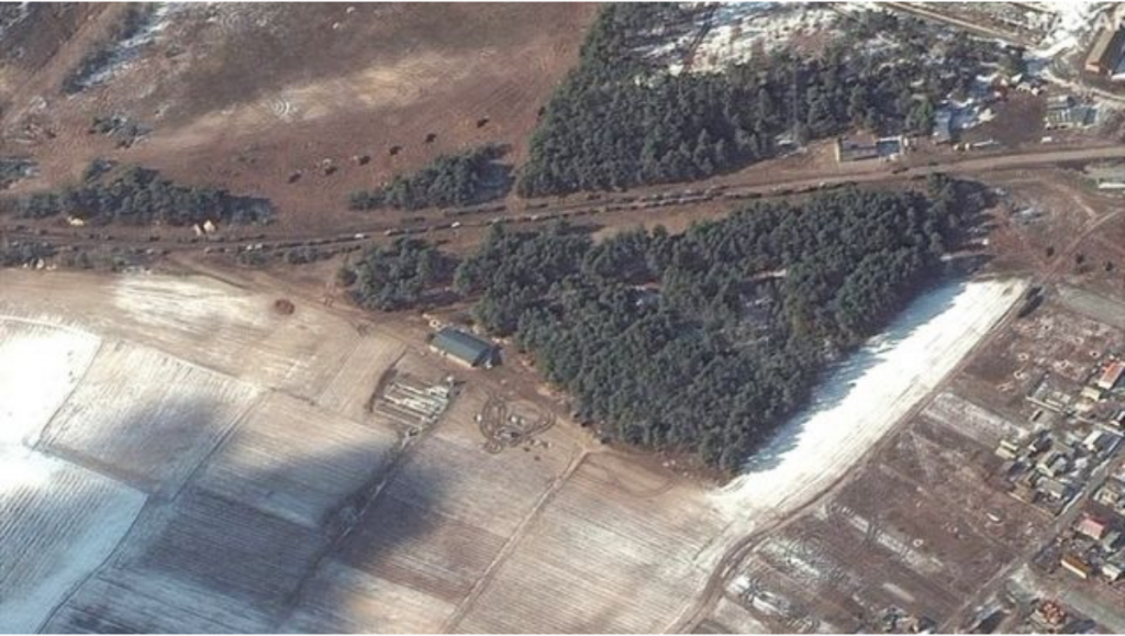 A huge russian russian convoy redeploys, shows satellite image