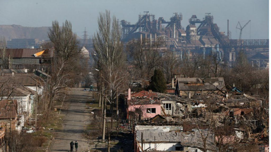 An image of Azovstal Iron and Steel plant, the last fortress of Ukrainian soldiers in Mariupol