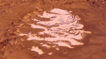 The dry ice glaciers on Mars are moving at its south pole