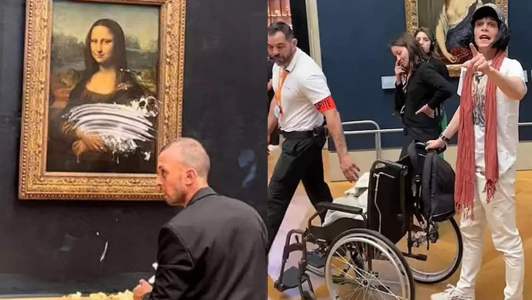 Mona Lisa Man In Disguise Attacks Painting With Cake Asiana Times