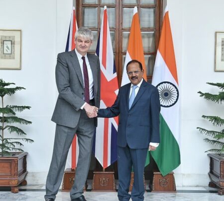 India's NSA with his UK counterpart Sir Stephen Lovegrove