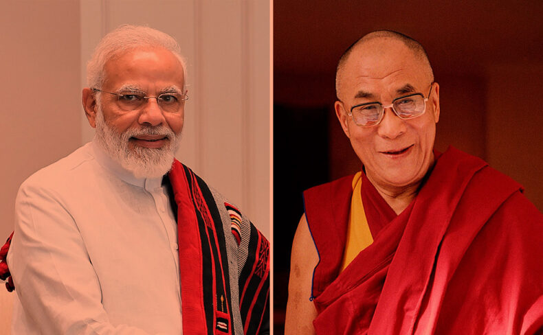Indian Prime Minister Narendra Modi with the Dalai Lama