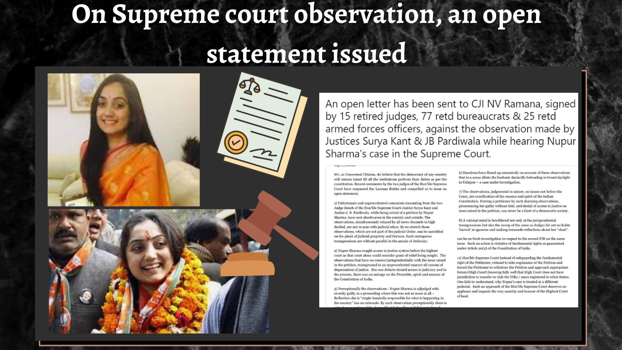 On Supreme court observation, an open statement issued