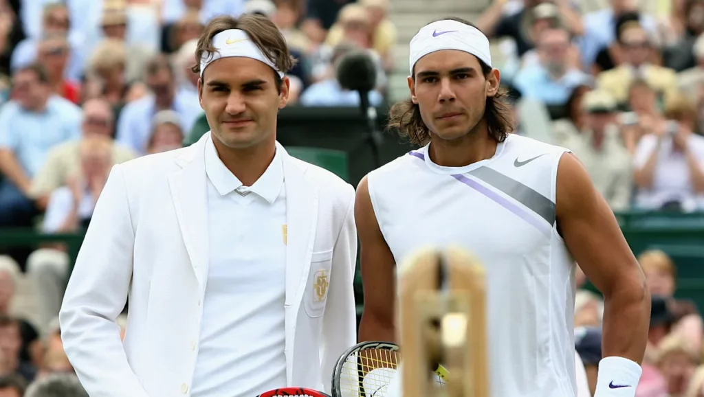Roger Federer and Rafael Nadal in Wimbledon. Picture by 2007 Getty images.