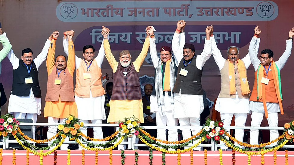 By far win of BJP in Uttarakhand
