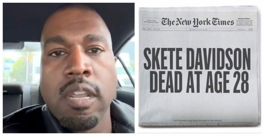 SKETE DAVIDSON DIES AT 28, Kanye west mourns fake death