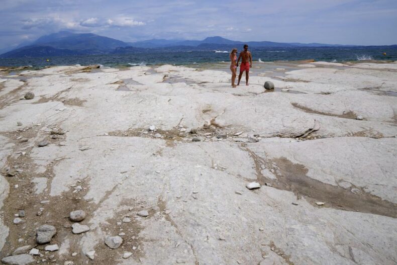 Italy’s Lake Garda shrinks to a near-historic low amid the drought. - Asiana Times