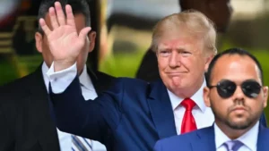 Donald Trump declines to respond to inquiries during the New York probe