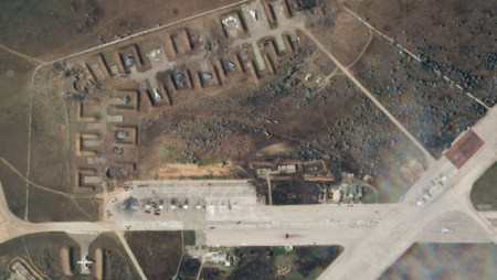 Destruction at Russian air base in Crimea, shows satellite images