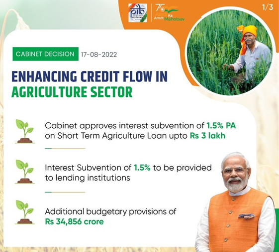 Union cabinets approved the interest subvention of 1.5% per annum on short term agriculture up to 3 lakhs. - Asiana Times