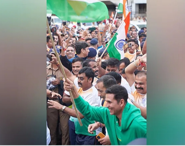 Akshay Kumar spotted at a rally in Mumbai.