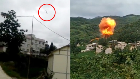 Debris from a Chinese rocket crashes back down to earth