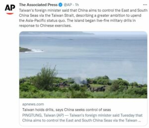 China-Taiwan News: Taiwan begins live-fire artillery drills.