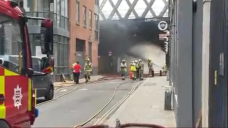 Trains are hampered by a large fire in central London