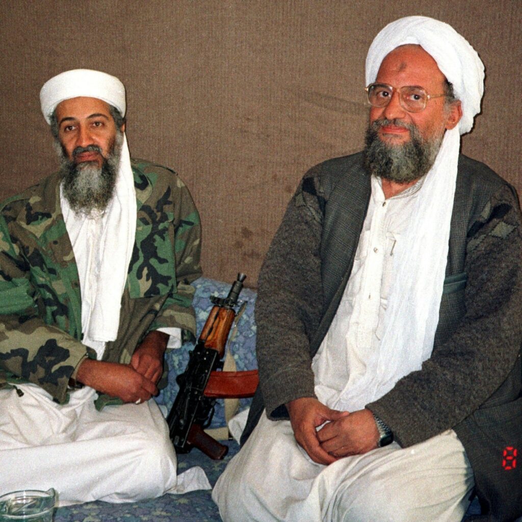 Al-Qaida leader Zawahiri with Osama Bin Laden