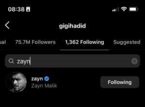 ZAYN MALIK UNFOLLOWS GIGI HADID ON INSTAGRAM