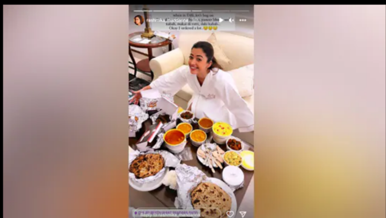 Actress Rashmika Mandanna couldn’t control her diet for delhi food. While promoting her new film ‘Goodbye’