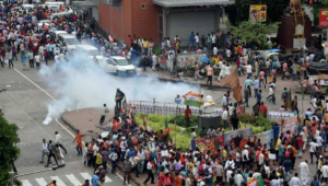 BJP protest gets violent, turning the streets of Kolkata into a war zone