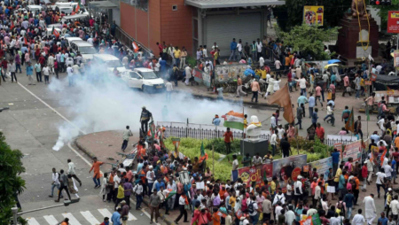 BJP protest gets violent, turning the streets of Kolkata into a war zone