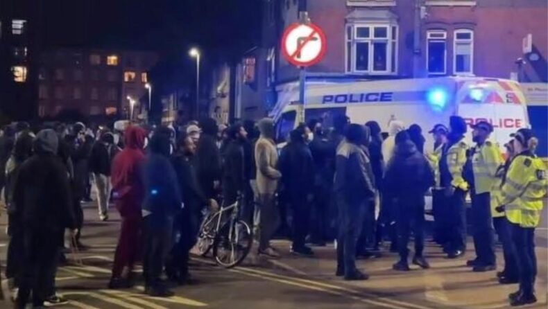 Clash between Hindu and Muslim groups in Leicester, Britain.