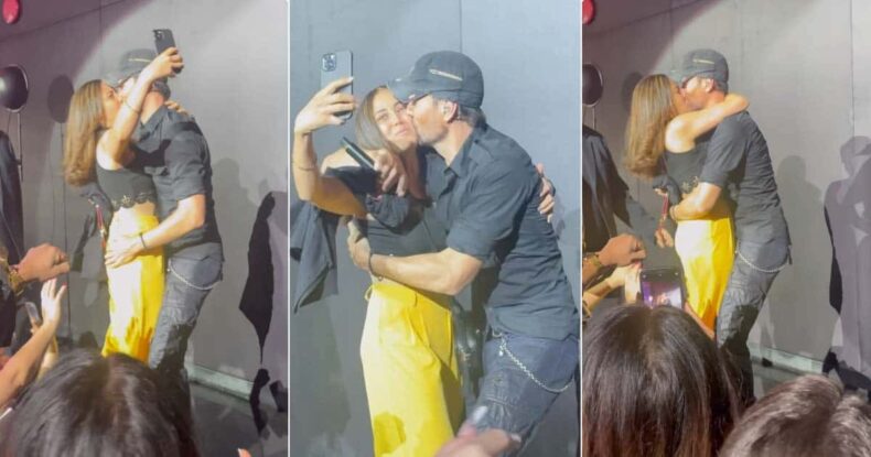 Enrique Iglesias kisses a fan in Las Vegas and posts a video on Instagram.