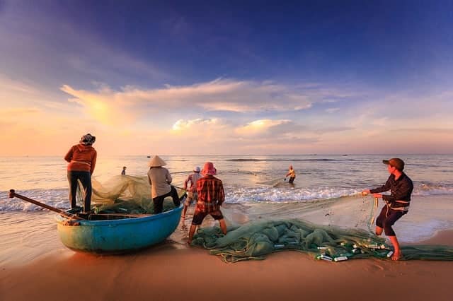 fishing net in the ocean