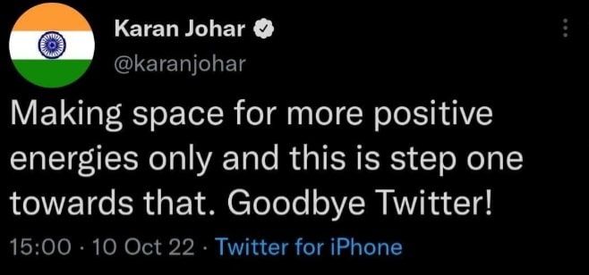 Karan Johar quits from Twitter, deletes his Twitter account - Asiana Times