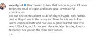 GOODBYE ROBBIE AKA HAGRID, SAYS WIZARDING WORLD!! - Asiana Times