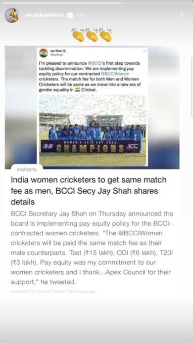 Taapsee Pannu and Anushka Sharma Celebrated BCCI's decision to pay Women Cricketers equally  - Asiana Times