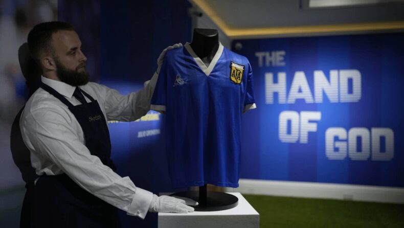 'Hand of God' shirt of Diego Maradona will be on display at the World Cup
