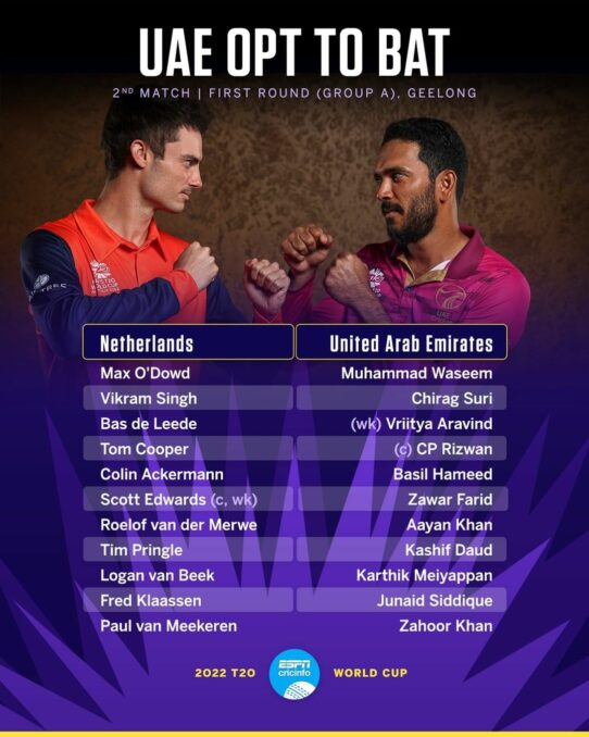 Netherlands Versus UAE, T20 World Cup - Asiana Times