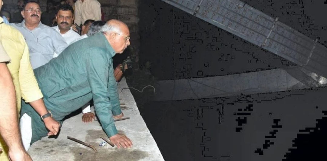 Gujarat Chief Minister Bhupendra Patel at the site of the incident on Sunday, October 30. Cable Bridge in Gujarat's Morbi collapses, More than 100 people died