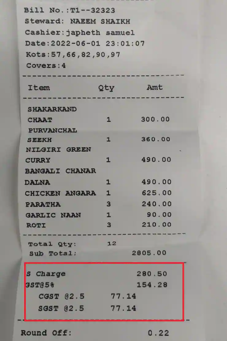 service charge bill