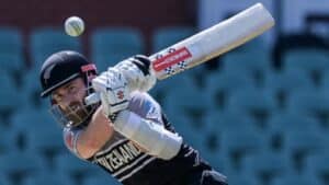 Williamson during his innings(AFP/Getty Images).  He was the highest scorer for New Zealand