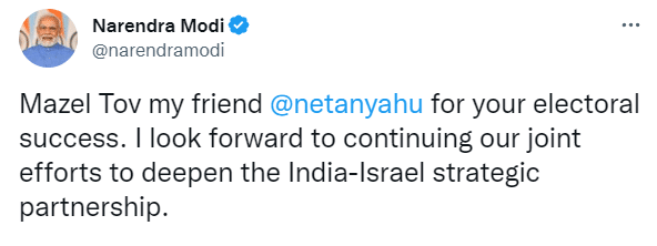 <strong>PM Modi Congratulates Israel’s Benjamin Netanyahu on Winning General Election</strong> - Asiana Times