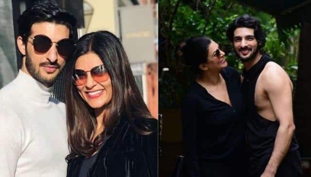 Sushmita sen posing with her ex boyfreind Rohman Shawl