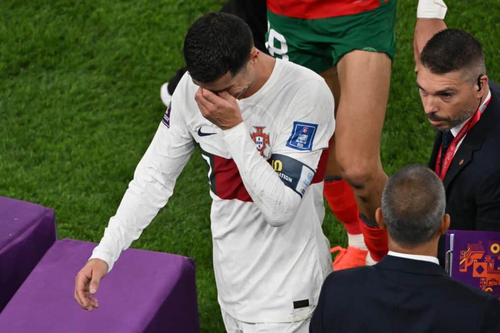 Ronaldo with the Tears after lossing against Morocco 1-0