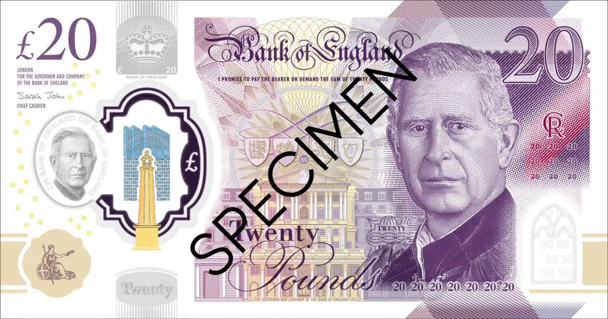 £20 bank note featuring King Charles III