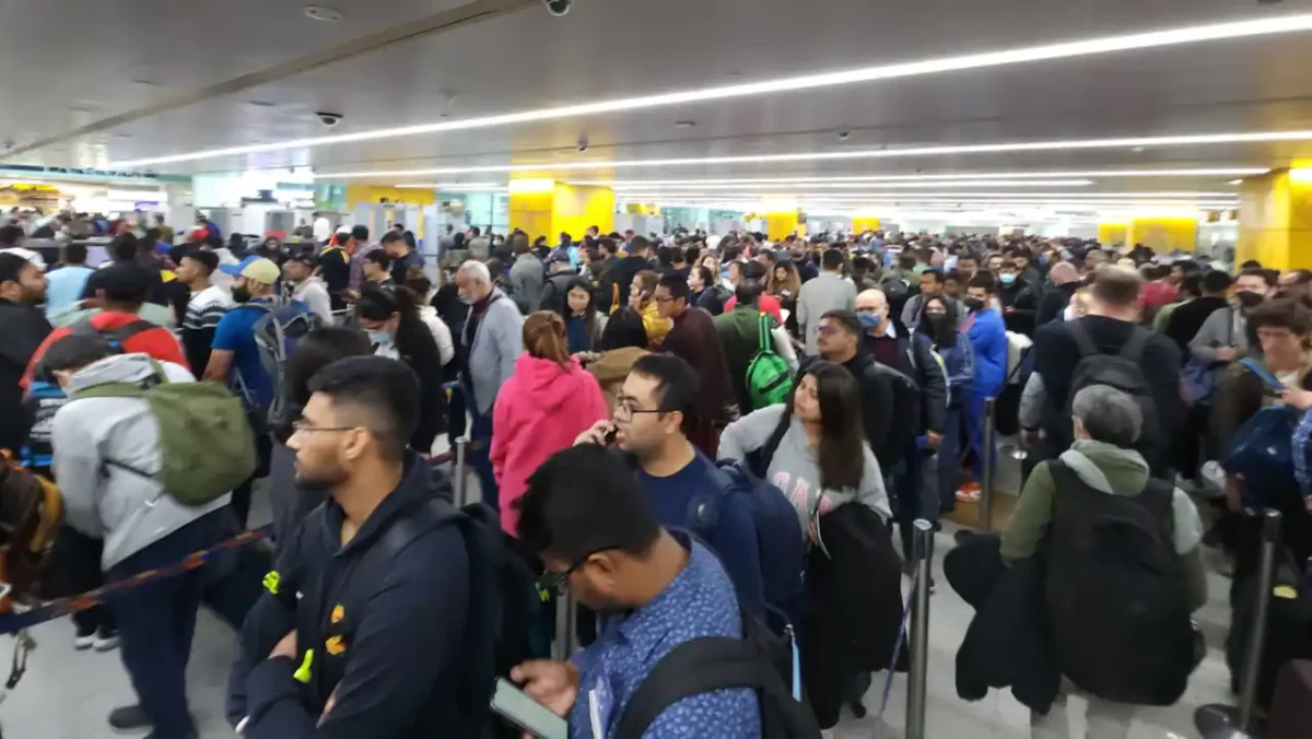 Delhi Airport's T3 wait time drops to 5 minutes amid chaos.