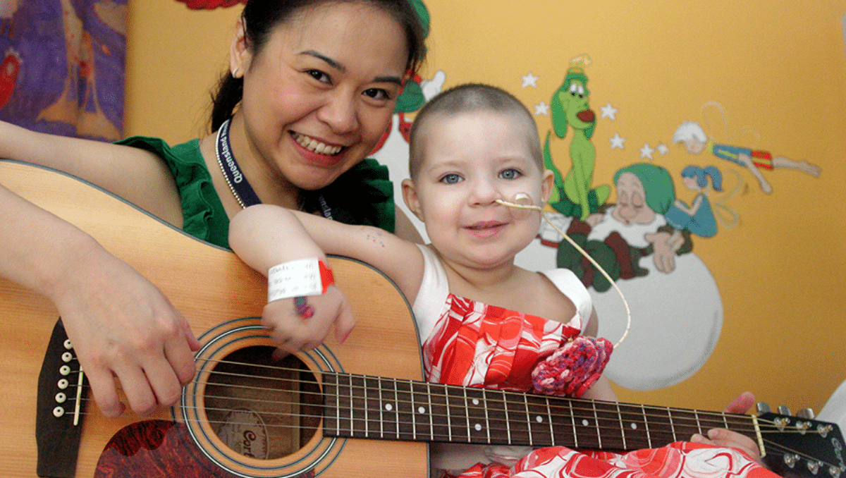A child with a Musical Therapist
