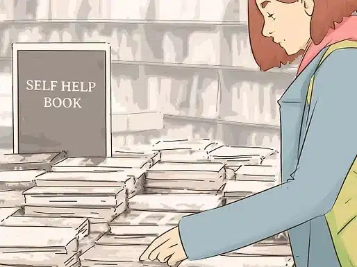 woman buying self-help book