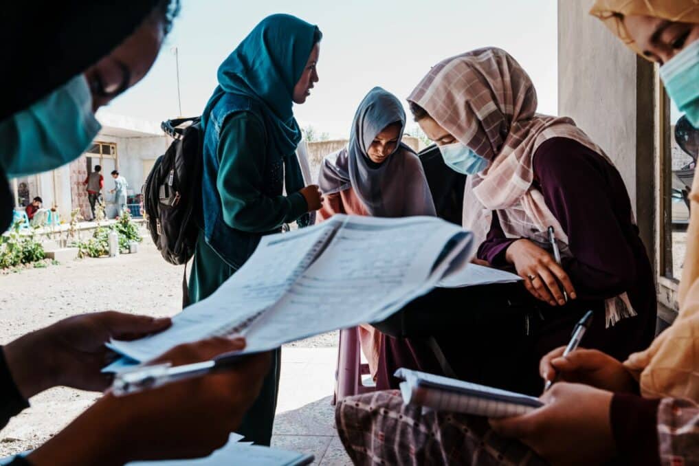 Afghan women studying