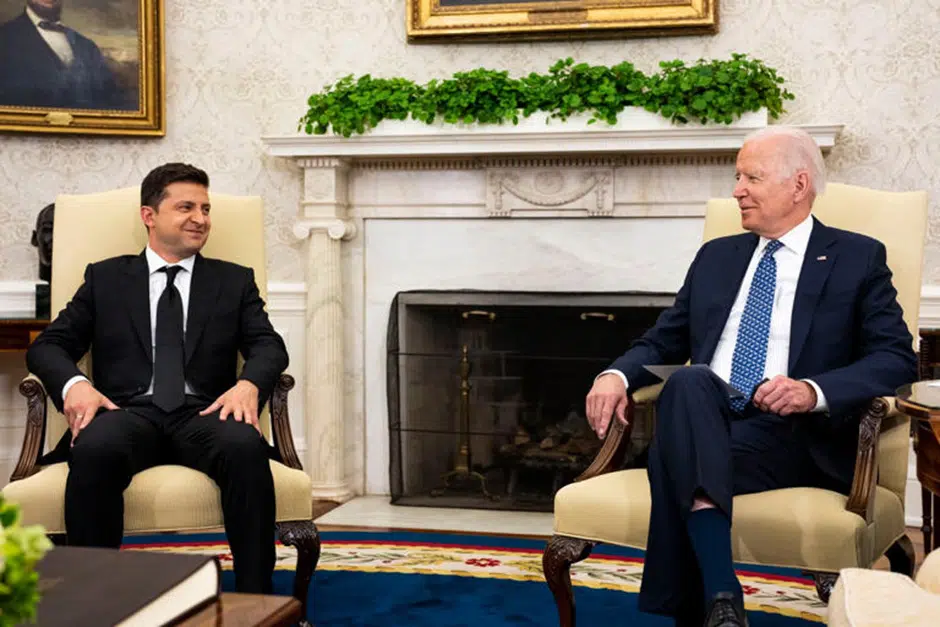 Volodymyr Zelensky with Joe Biden