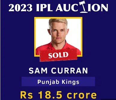 Sam Curran sold out for Punjab kings for 18.50 Crore