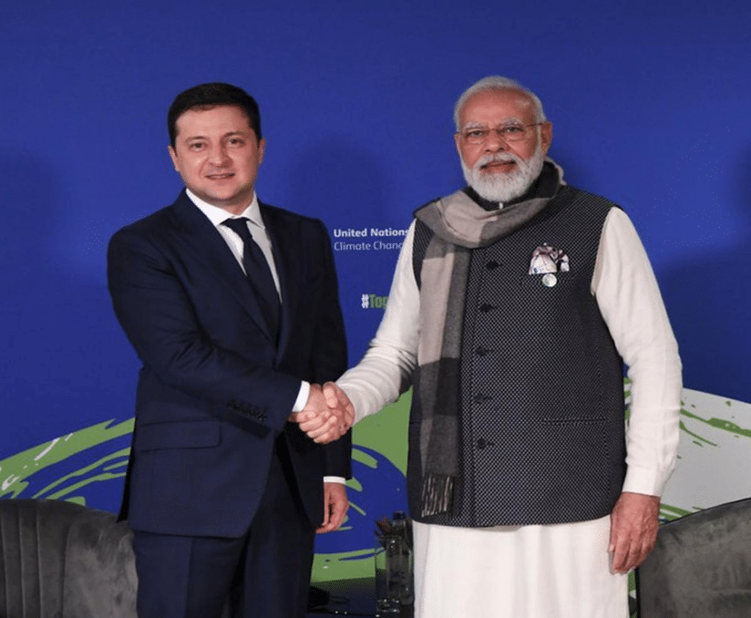 Zelenskyy handshaking PM Modi