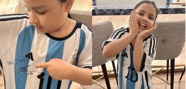 MS Dhoni daughter Ziva got signed jersey from Lionel Messi